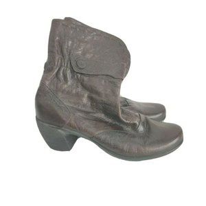 Romika Brown Wrinkled Leather Pull On Booties Ankle Boots EU 39 Womens US 8.5
